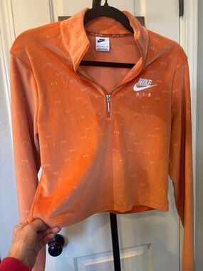 Nike Orange Half-Zip Pullover with White Logo